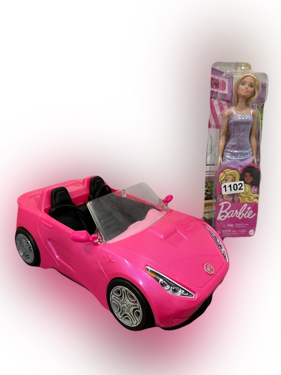 Barbie Other - Mattel Barbie Pink and Black Glam Convertible Car 2016 & NIB Blonde Barbie Doll